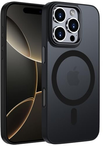 ORDA für iPhone 16 Pro Hülle Kompatibel mit MagSafe,Magnetisch Handyhülle für iPhone 16 Pro Case Durchscheinende Matt Rückseite Dünn Stoßfest Schutzhülle Schwarz