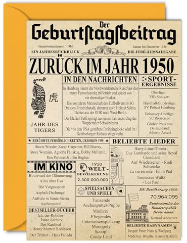 Stuff4 76. Geburtstagskarten für Männer und Frauen | Zurück im Jahr 1950 Zeitung