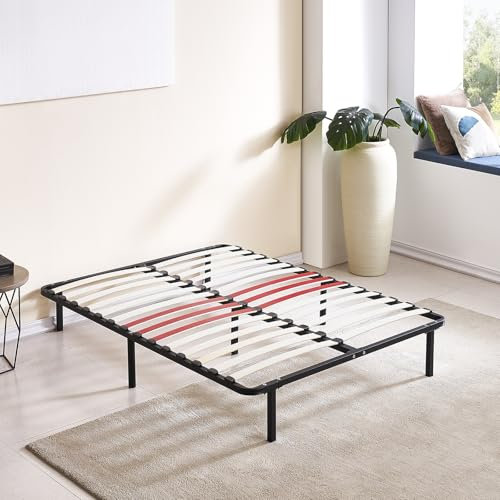 SAMPUR - Sommier OrthoFlex | Résistant et Confortable | Zone Lombaire renforcée | Cadre métal laqué époxy | Montage Rapide et Facile (160x200 cm, avec Pied)