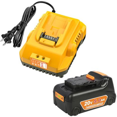 Bslite 20V Battery and Charger for Dewalt 20V 5.0Ah Battery with DCB112 Battery Charger Station for DCB201 DCB204 DCB205 DCB206 DCB120