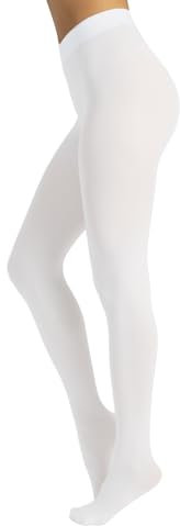 CALZITALY Collants Opaque en Douce Microfibre de Couleur | S, M, L, XL, XXL, 3XL, 4XL | 80 DEN | Fabriqué en Italie (M, Blanc)