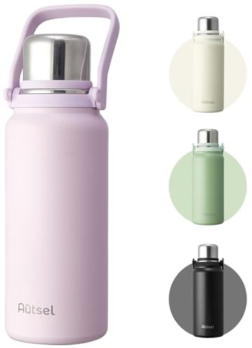 Autsel 1.5 litros Botella Térmica con Doble Aislamiento, 1500ml Botella Agua Acero Inoxidable sin BPA, para 12 Horas de Bebida Caliente y 24 Horas de Bebida Fría