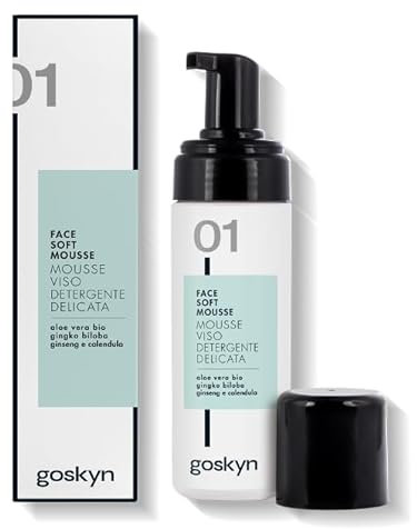 Mousse Detergente Viso Illuminante, Mousse Detergente Viso Pelle Mista E Grassa, Deterge Delicatamente, Pelle Morbida, Vellutata e Luminosa, con Acdido Ialuronico, Aloe Vera Bio, Rosa Moscheta 150ml