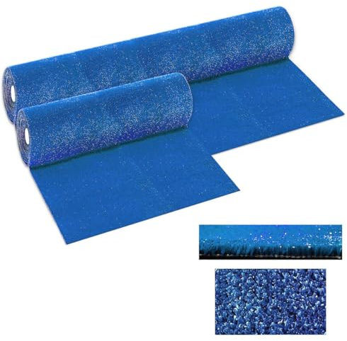 emmevi Kunstrasen blau 7 mm dekorativ Meterware Höhe 200 cm Rasenteppich nach Maß Gras
