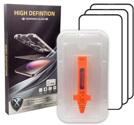 X-ARMOR SHIELD 3 Pack Screen Protector for iPhone 13 Pro Max 6.7, 9H Curved Edge Tempered Glass, Full Coverage, Anti-Fingerprint, Scratch Resistant with Auto Dust-Elimination Installation Tool