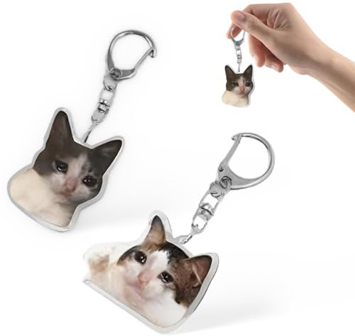 TEOZBLU 2 PièCes Porte-CléS Avec Des Chats, Pendentifs En Forme De Chat, Porte-CléS Amusants, Chats Miniatures, Cadeau Chat, Pour Sac Portefeuille Clé Voiture