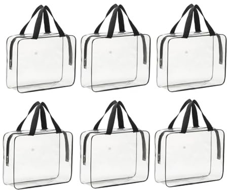 XUJIAN 6er-Pack Spielzeug-Aufbewahrungsbeutel, Wiederverwendbare, Transparente Aufbewahrungsbeutel mit Vordertasche, wasserdichte Spielzeug-Organizer-