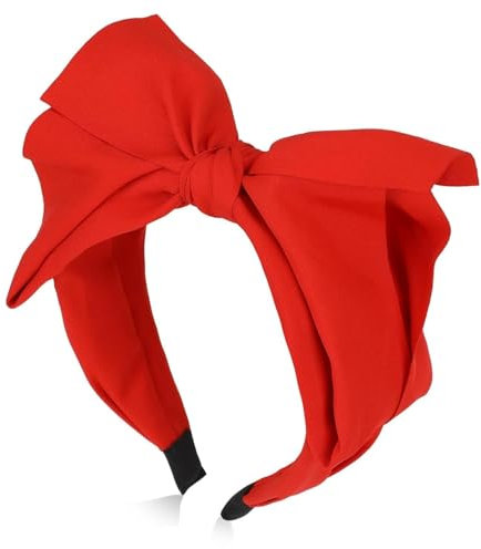 Bandeau rouge avec nœud double couche - Accessoire de cheveux pour femme - Pour Noël, fête, cosplay