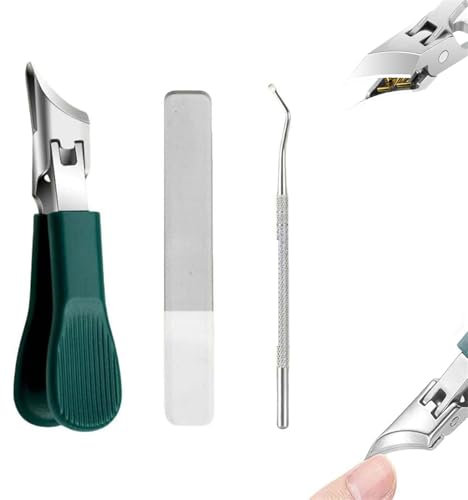 Lot de 3 coupe-ongles à bords biseautés à 25 ° - Anti-éclaboussures - Anti-éclaboussures - Pour ongles épais - Ergonomique