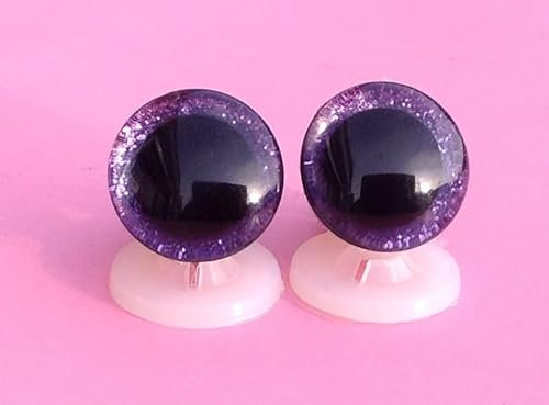 celloexpress 3D Purple 16mm Glitter Sparkle Eyes with Plastic Backs - Safety Glitter Sparkle Eyes for Soft Toy or Teddy Bear Making - Pack of 5 Pairs