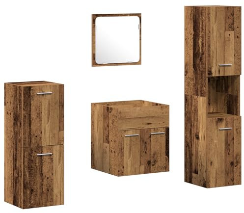 vidaXL Conjunto de Muebles de Baño de 4 Piezas Madera Vieja Madera Compensada