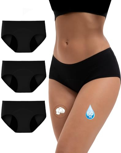 INNERSY Black Period Pants Heavy Flow Menstrual Knickers,12,3 Classic Black