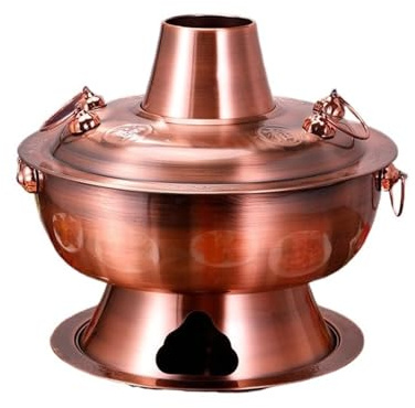 Edelstahl-Holzkohle-Hotpot – 32 cm traditioneller chinesischer Dampftopf aus Kupfer zum Beheizen für authentisches Hotpot-Kochen, unverzichtbares Kochgeschirr für die Küche
