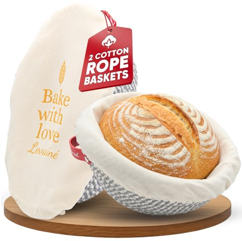 Banetones para Pan – Cesta de Fermentación de Algodón Redonda y Ovalada con Forros Lavables | Ideal para Masa Madre y Pan Casero | Panera de Mesa Elegante