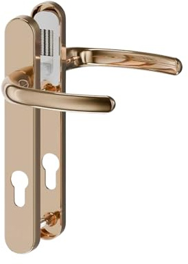 Polished Gold - Direkt uPVC Door Handle 122mm Screw Centres 92PZ – Sprung Lever/Lever Replacement Set for Double Glazing & Composite Doors – Reversible, Weather-Resistant & Salt-Spray Tested