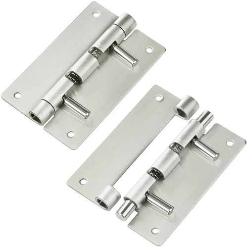 DAWONFA 3 Inch 2 Pack Spring Release Hinges, Stainless Steel Detachable Cabinet Door Hardware, One-Touch Quick Release Mechanism,Silver