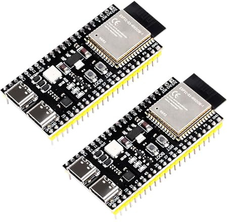 Heemol 2 Stück für ESP32-S3-DevKitC-1-N16R8 Entwicklungsboard, 2,4-GHz-WLAN Bluetooth 5.0 ESP32-S3-WROOM-1 NodeMCU Mikrocontroller Prozessor Dual-Typ-C für Arduino