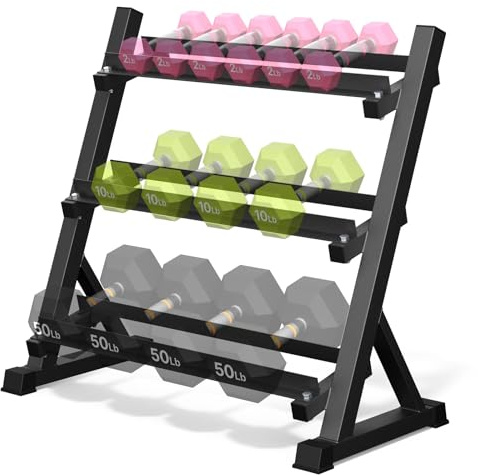 Dumbbell Rack, 3-Tier Dumbbell Weight Rack for Home Gym, Dumbbell Set for Dumbbell Kettlebell Barbell, Heavy Duty Weight Storage Organizer, Dumbbell Rack Stand Only