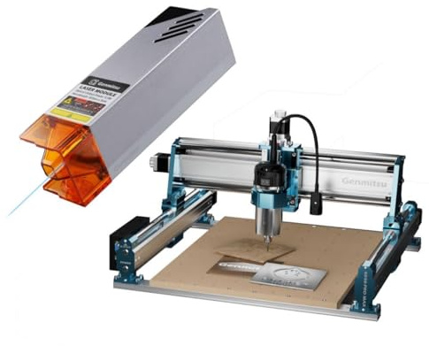 Genmitsu 4040-PRO MAX Fresadora CNC + 5W Módulo de grabado láser para fresado de madera, metal y acrílico, control GRBL, máquina de grabado de 3 ejes con recortadora de 710 W