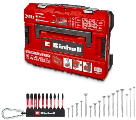Einhell E-Case 2445-tlg. Schrauben-Set | Universalschrauben | T10-T30 | Senkkopf | 20–120-mm-Länge | Systemkoffer |inkl. 10-tlg. Impact-Bit-Set