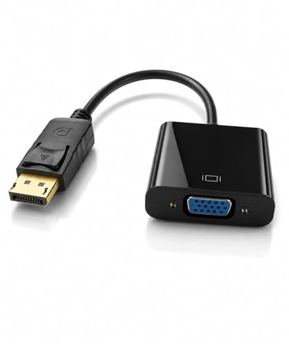 Display Port to VGA Adapter, Gold-Plated DP to VGA Converter, Male to Female, 1080p, compatible with Lenovo, Dell, HP, ASUS etc.