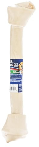 Pet Factory 100% Made in USA Beefhide 15-17 Knotted Bone Dog Chew Treat - Natural Flavor, 1 Count/1 Pack