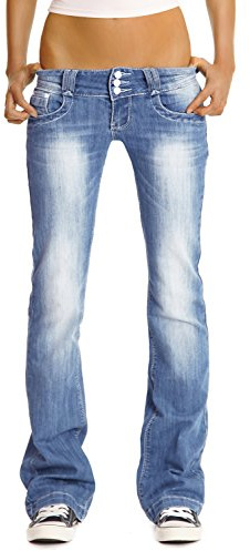 BE STYLED Damen Jeans Hosen, Low Rise Hüftjeans, Bootcut Jeanshosen j97y L