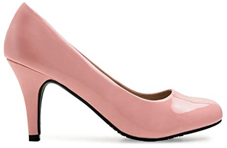 Andrés Machado - Élégants Escarpins rétro pour Femme/Adolescent pour l´été et l´Hiver - AM422 - Bout Arrondi en Vernis - Modèle Taille Petit - Talons Fins - Verni Rose - EU 45