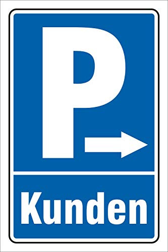 Schild Kundenparkplatz Pfeil rechts 450 x 300 mm | 3 mm Alu-Verbund, wetterfester UV-Direktdruck, robust und langlebig, Made in Germany