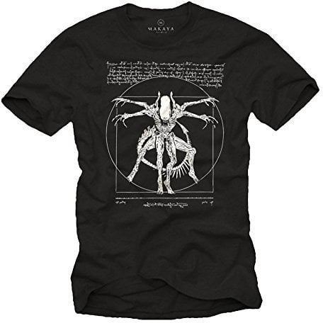 Cool Stuff for Teenagers - Da Vinci Alien T-Shirt - Gamer Gifts for Men Black L