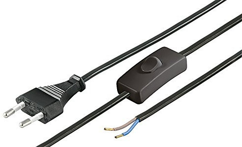 kab24® Euro Anschlusskabel 1,5m schwarz mit Schalter (1.5m, schwarz Euro Stecker mit Schalter auf offene Enden)