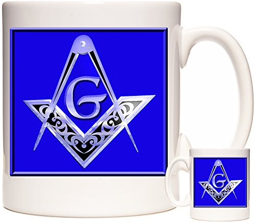 Tasse mit Freimaurer-Symbol, Geschenktasse mit Freimaurer-Symbol, personalisierbar, passender Untersetzer und Schlüsselanhänger erhältlich