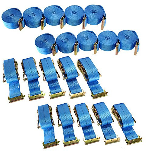 10 x Spanngurt/Zurrgurt, LC 750/1500 daN, 5 m, 50 mm, 2-teilig mit Ratsche, Beschlag für Kombi-Zurrschiene