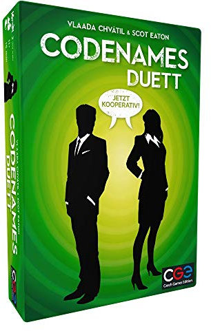 CGE Czech Games Edition Codenames Duett - Kommunikatives Partyspiel mit hohem Wiederspielwert - Spiele-Klassiker als Kooperatives Ratespiel - Deutsch - 2 Spieler - Ab 11 Jahren