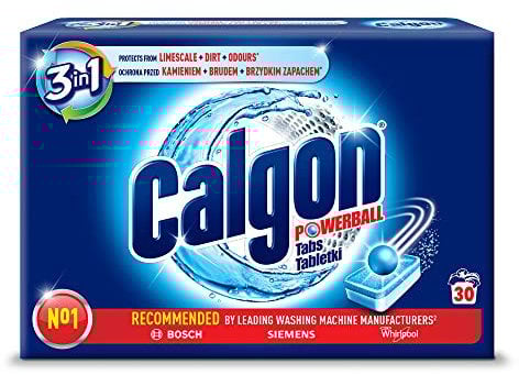 Calgon Powerball - 4in1 Tabs, Wasserenthärter gegen Kalk&Schmutz in der Waschmaschine,30 Stk