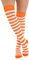 Crazy Chick New Ladies Girls Stripe Stripy Striped Over The Knee Thigh High Long Socks Assorted Colours UK Size 4-6 (Orange & White)