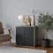 URBNLIVING 2 Tier Wooden Storage Cabinet (Oak Unit + Black Doors)