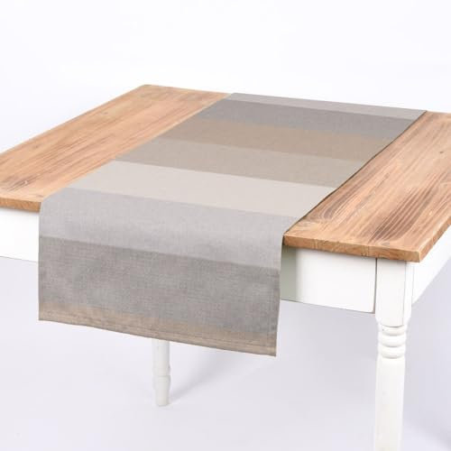 SCHÖNER LEBEN. Tischläufer Streifen 9,5cm Creme beige braun grau