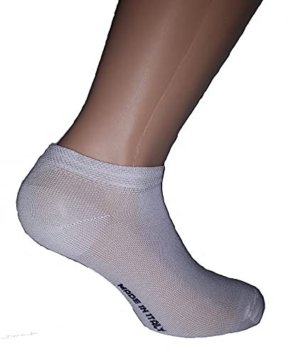 12 paia Fantasmini, in pregiato Filo di Scozia Bianco Elasticizzato - Made in Italy