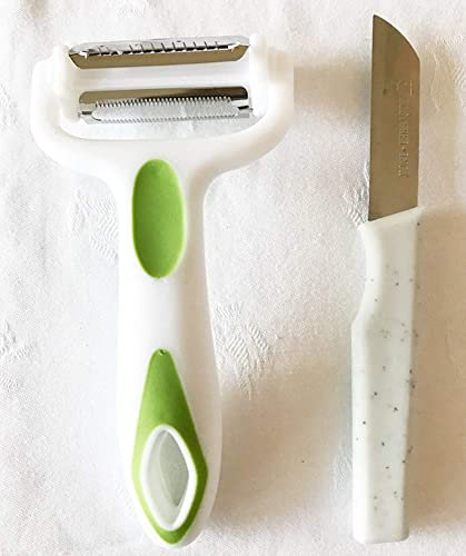 Chriluka 2 Pièces Set - 1 Haut Wenko Éplucheur Couteau-économe Épluche-patates avec 3 Divers Son + 1 Couteau Multifonction
