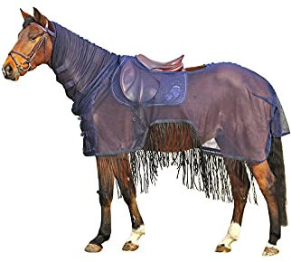 Euroriding Couverture anti-mouches à franges Bleu marine Longueur 115 cm