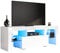 SONNI TV-Schrank, Weiß Hochglanz, mit LED-Beleuchtung, 12 Farben wählbar, mit Flügeltür, griffloses Design, Fernsehtisch, TV-Regal, Lowboard Hochglanz, 130x35 x45cm, Weiß, GTV005W-WHITE