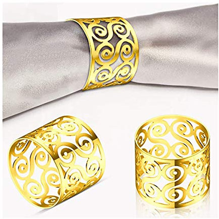 Anloo Serviettenringschnallen, 12 Stück Metall Serviette Schnallenhalter für Weihnachten Thanksgiving Hochzeitsfeier Familienessen (S-Form, Gold)