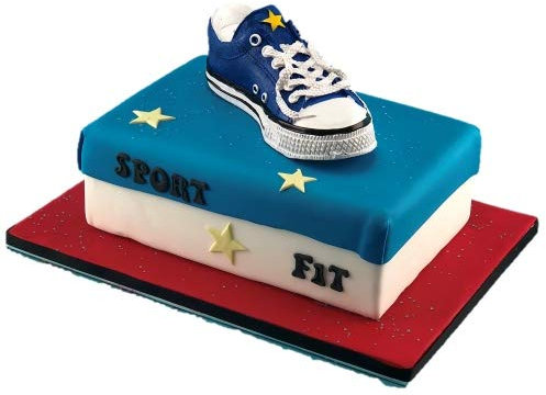 Jacobi Decor Tortendekoration Kindergeburtstag | Motivtorte Sneakers-Spardose blau | Kuchen und Torten schnell und einfach dekoriert