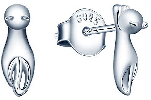 MicLee Damen Ohrringe Ohrstecker 925 Sterling Silber Einfach Katze Ohrringe Ohrschmuck für Mädchen mit Geschenkbeutel