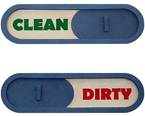 GEEKBEAR Wood Clean Dirty Magnet for Dishwasher (10. Blue Slider) - Colorful Wood Sliding Indicator - Slider Type Dishwasher Sign - No-Scratch Kitchen Refrigerator Storage Decor Accessories