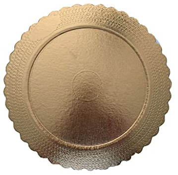MAQA Sottotorta tondo per torte in cartone pressato da Diametro 20 a 32 cm, vassoio sotto porta oro in cartoncino 44/32 cm