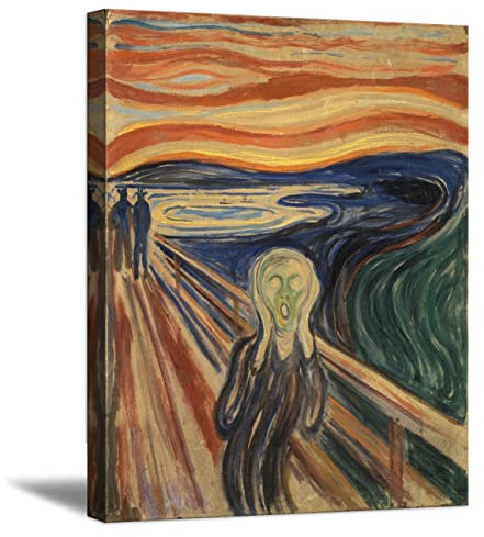 ZHONGYUTONG Der Schrei von Edvard Munch auf Leinwand Berühmtes Gemälde Reproduktion Wand Poster Klassisches Bild für Wohnzimmer Schlafzimmer Dekoration (20x25cm, Rahmen)