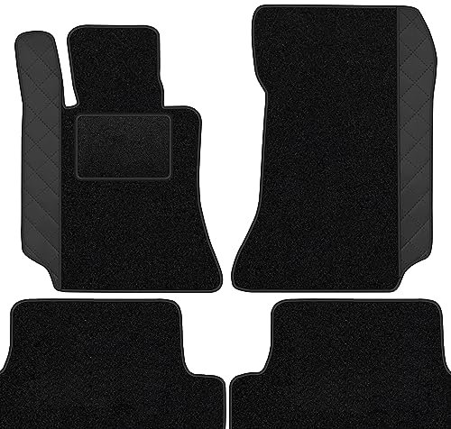 moto-MOLTICO Fußmatten Auto Velours Autoteppiche Schwarz Automatten Set 2-teilig - Auffälliges Design - passend für Mercedes-Benz SLK R170 1996–2004 (Schwarzes Muster)