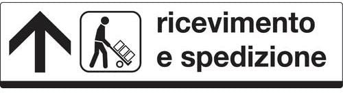 NEW CARTELLO DI INDICAZIONI - Ricevimento e spedizione (con freccia a destra, sinistra o su) - Adesivo Extra Resistente O Pannello In Alluminio (PANNELLO IN ALLUMINIO 100X25 CM)